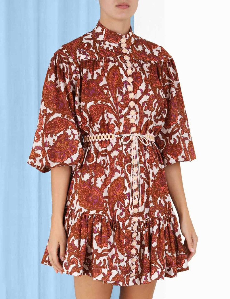 green emerald velvet dress Zimmermann Hypnotic Lace Trim Mini Dress | Cream Cascade main image 1