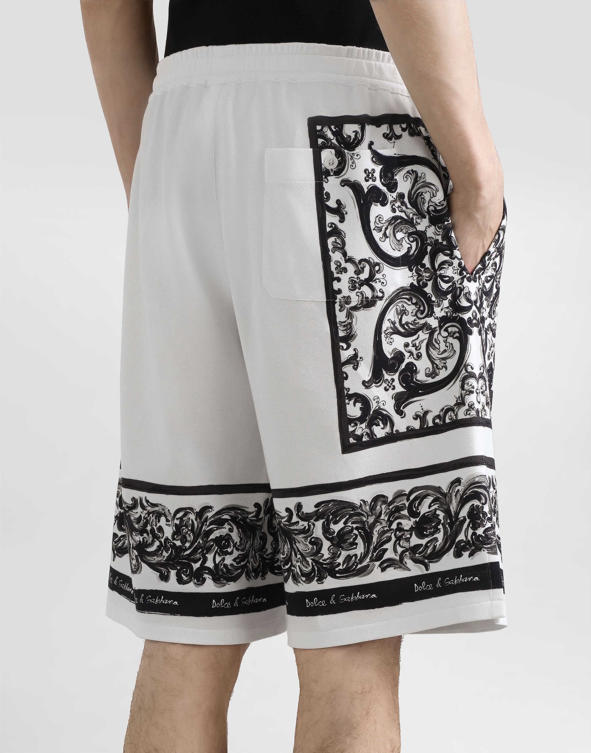 majolica-print double piqué bermuda shorts - 5