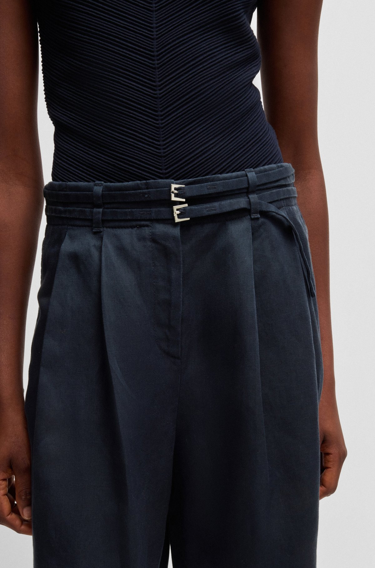 RELAXED-FIT BELTED CULOTTES WITH WIDE LEG - 5