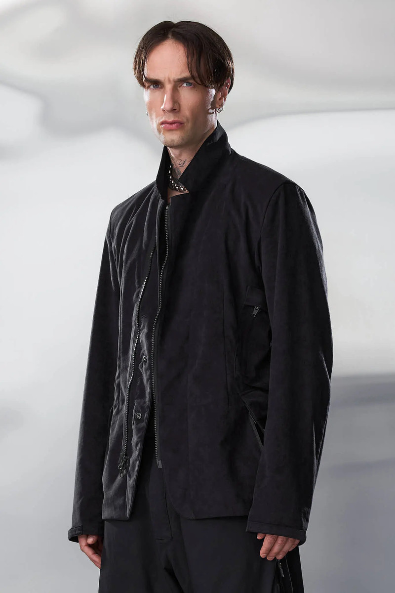 J29-TO Scrim Laced Ultra-Microfiber Blazer Black 8