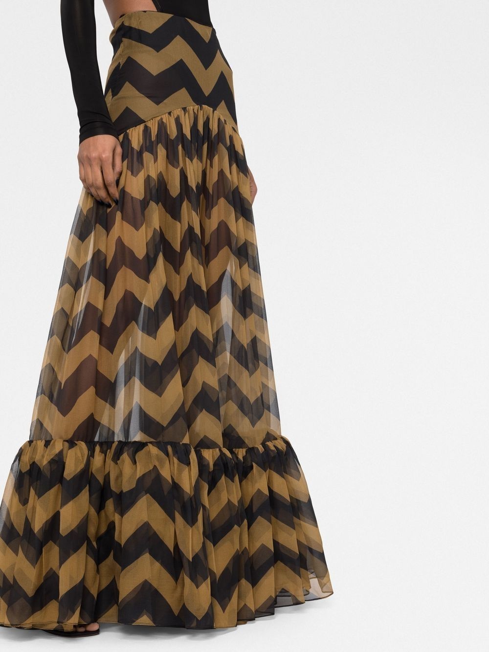 chevron-print semi-sheer skirt - 6