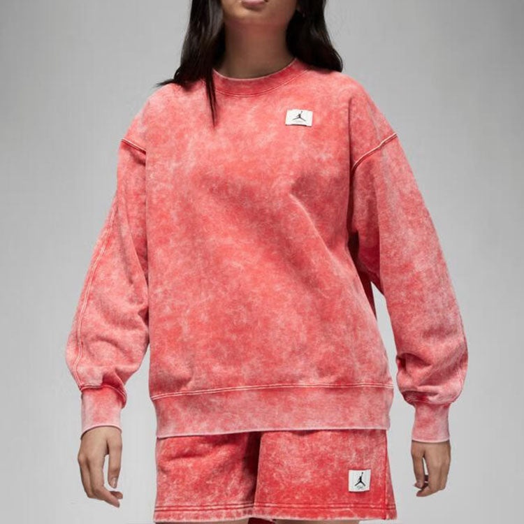 (WMNS) Air Jordan Flight Oversize Fleece Sweatshirt 'Red' DQ4602-605 - 5
