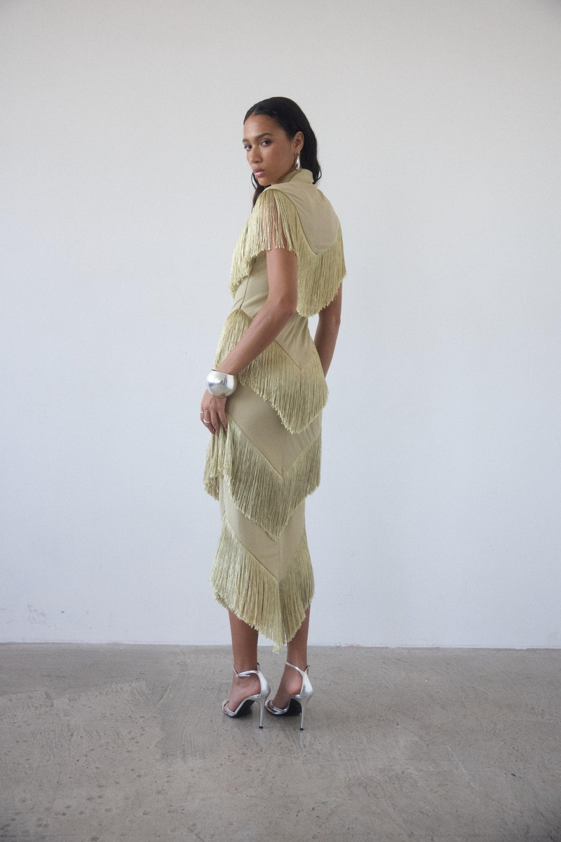 TELLUS MIDI DRESS IN SAND CHIFFON 3