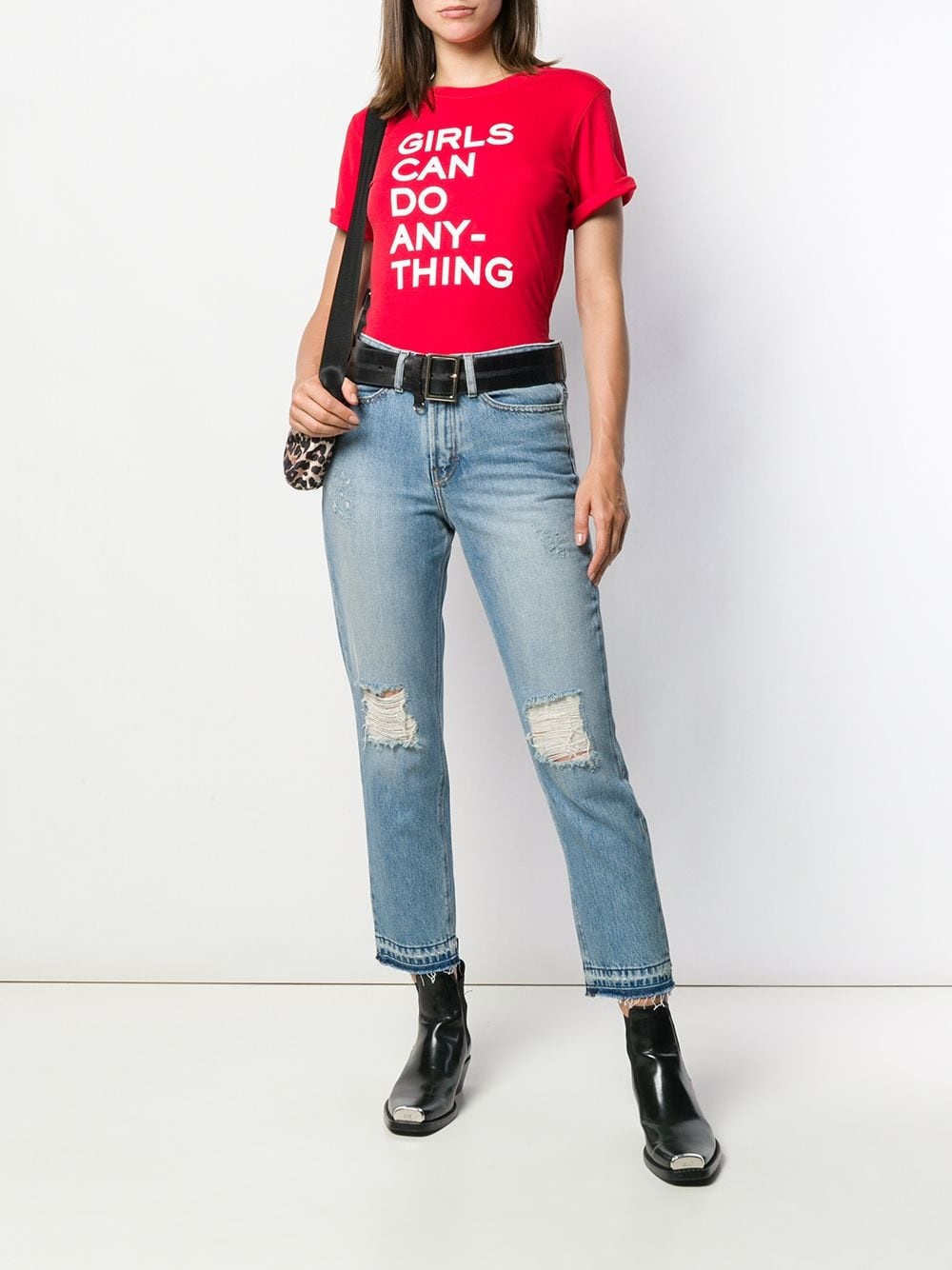 distressed straight jeans - 2