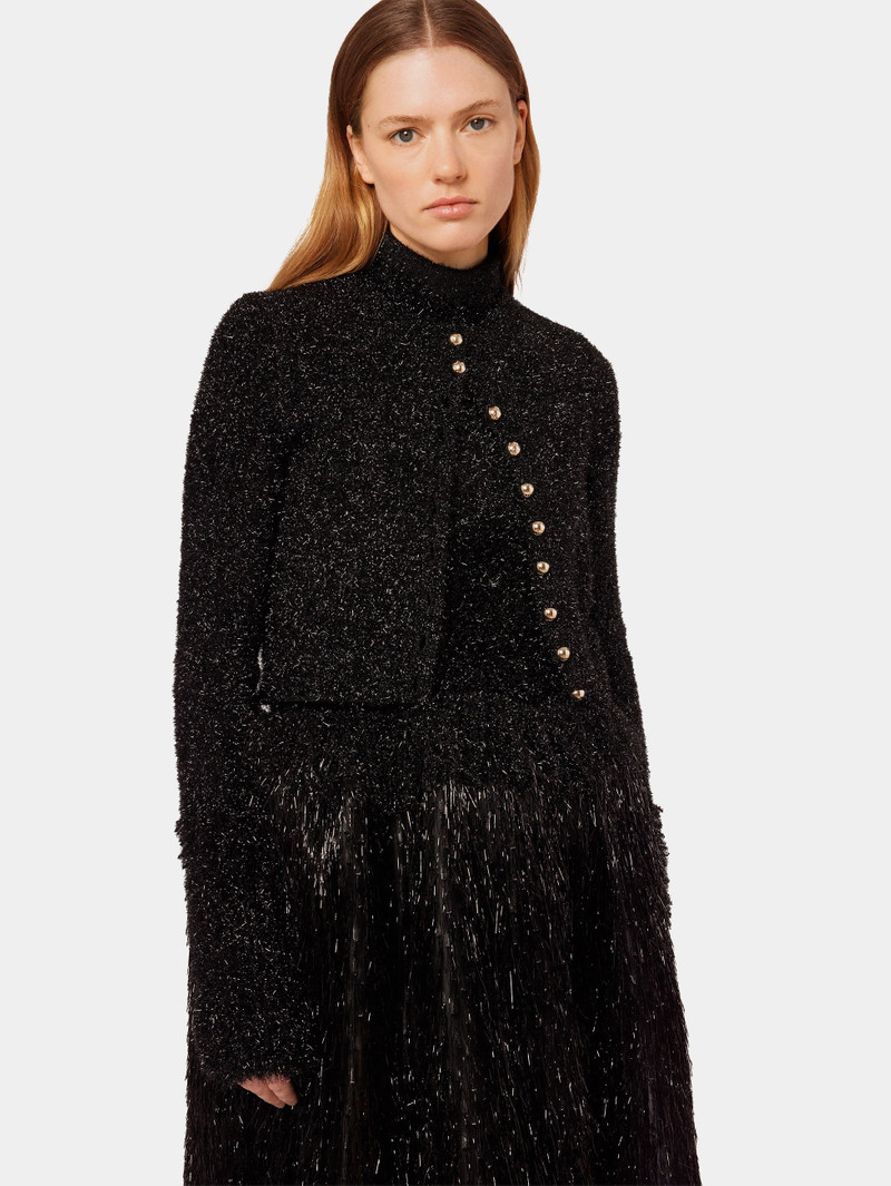 rabanne CROPPED BLACK CARDIGAN WITH GOLD BUTTONS outlook