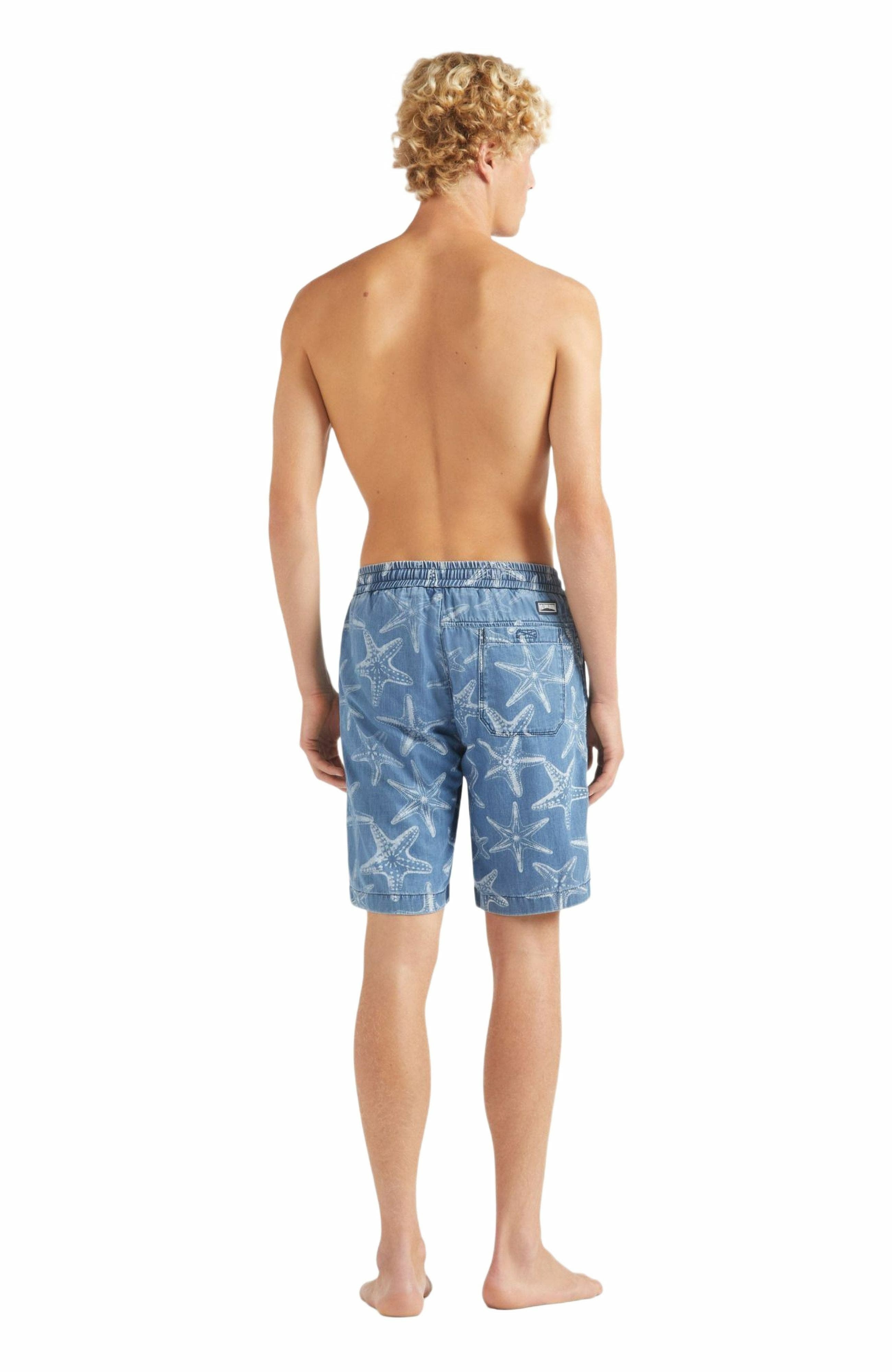 Vilebrequin Men's Starfish Light Printed Denim Bermuda Shorts in Bleach Denim W4 at Nordstrom - 4