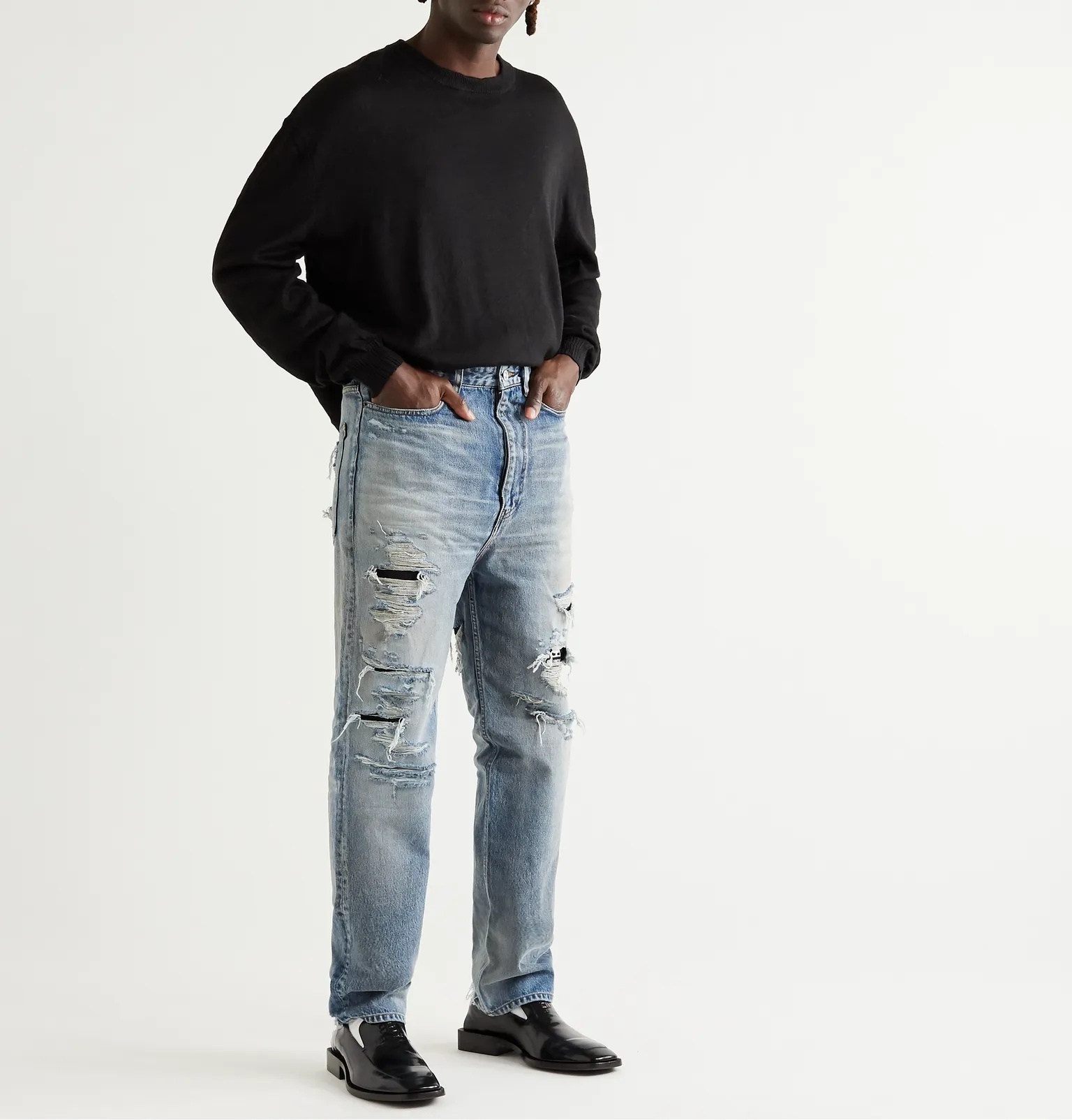 Distressed Panelled Denim Jeans - 2