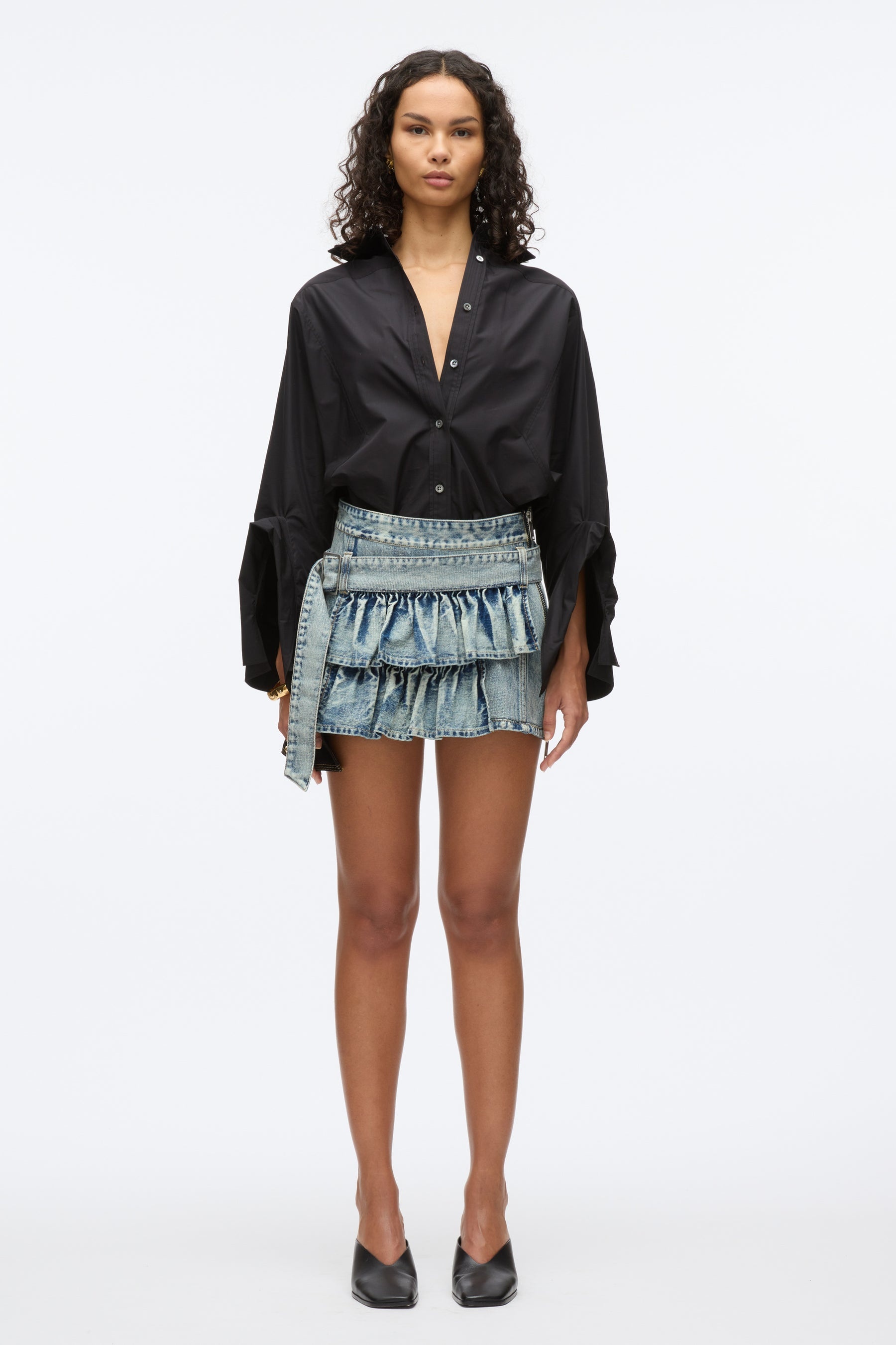 Ruffle Denim Mini Skirt - 5