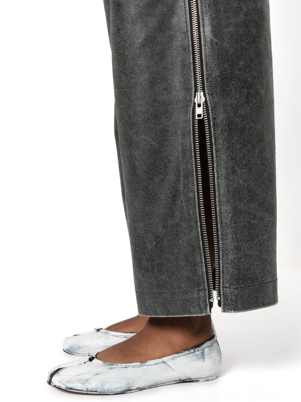belted suede wide-leg trousers - 5