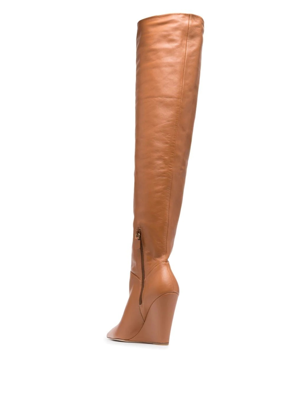 pointed leather knee-high boots - 3