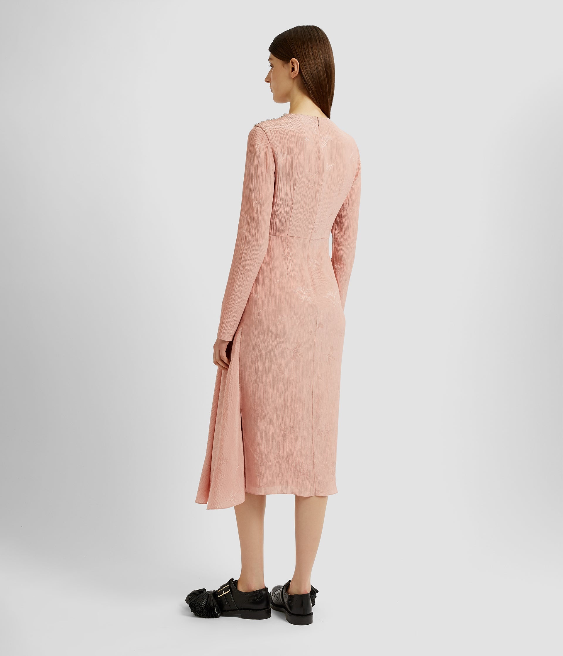 LONG SLEEVE DRAPED MIDI DRESS - 3