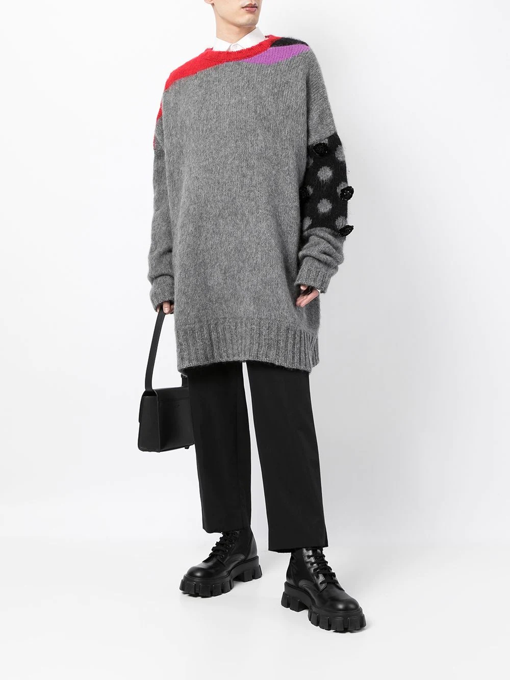 panelled oversized knitted jumper - 2