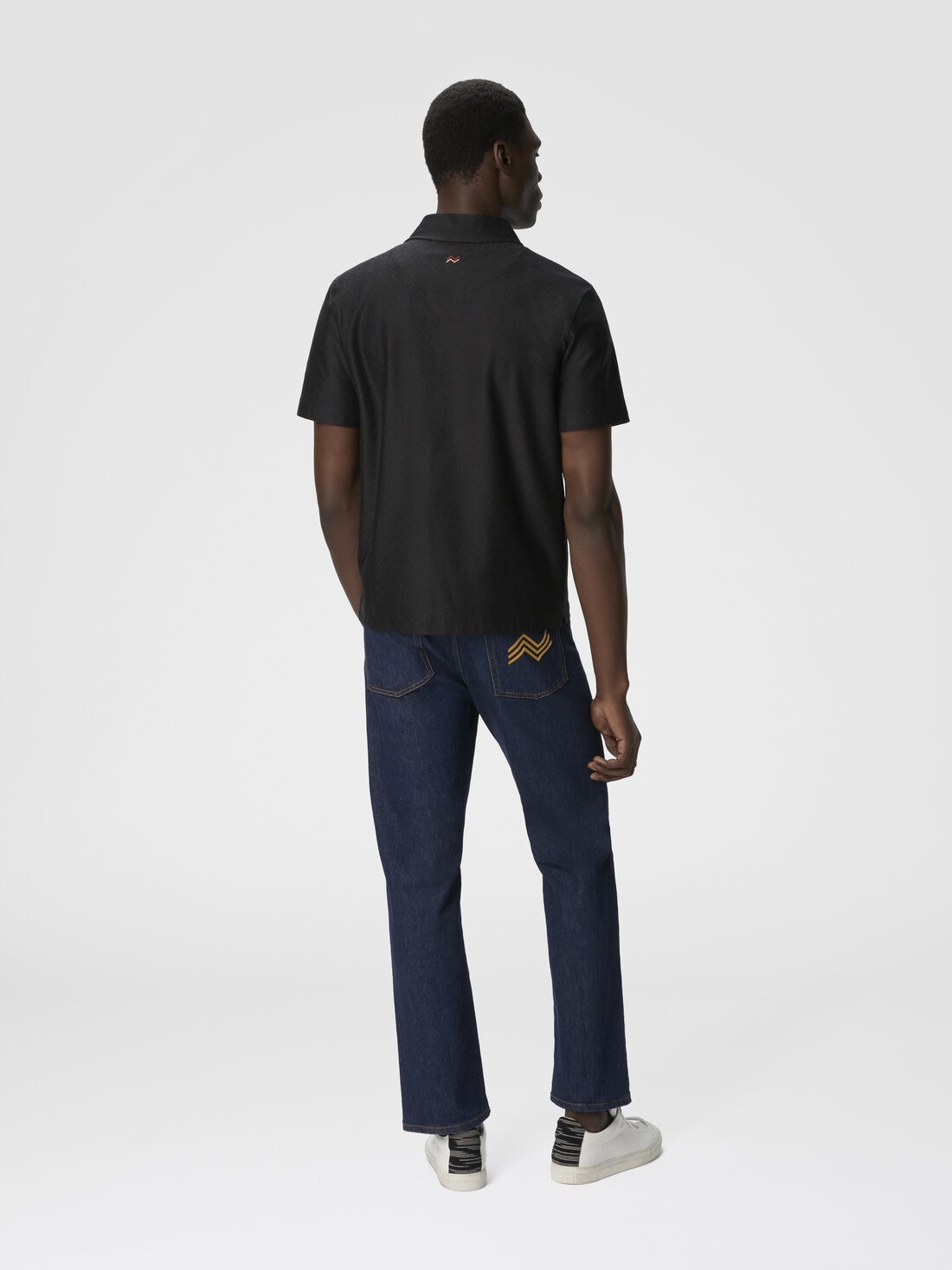 Tonal zigzag cotton jersey polo shirt - 3