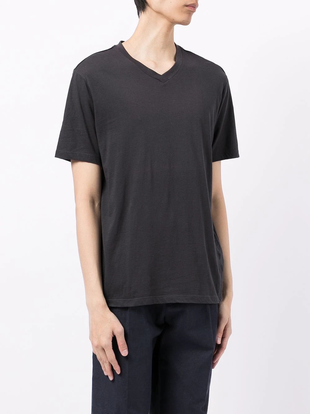 tonal silk-panel V-neck T-shirt - 3