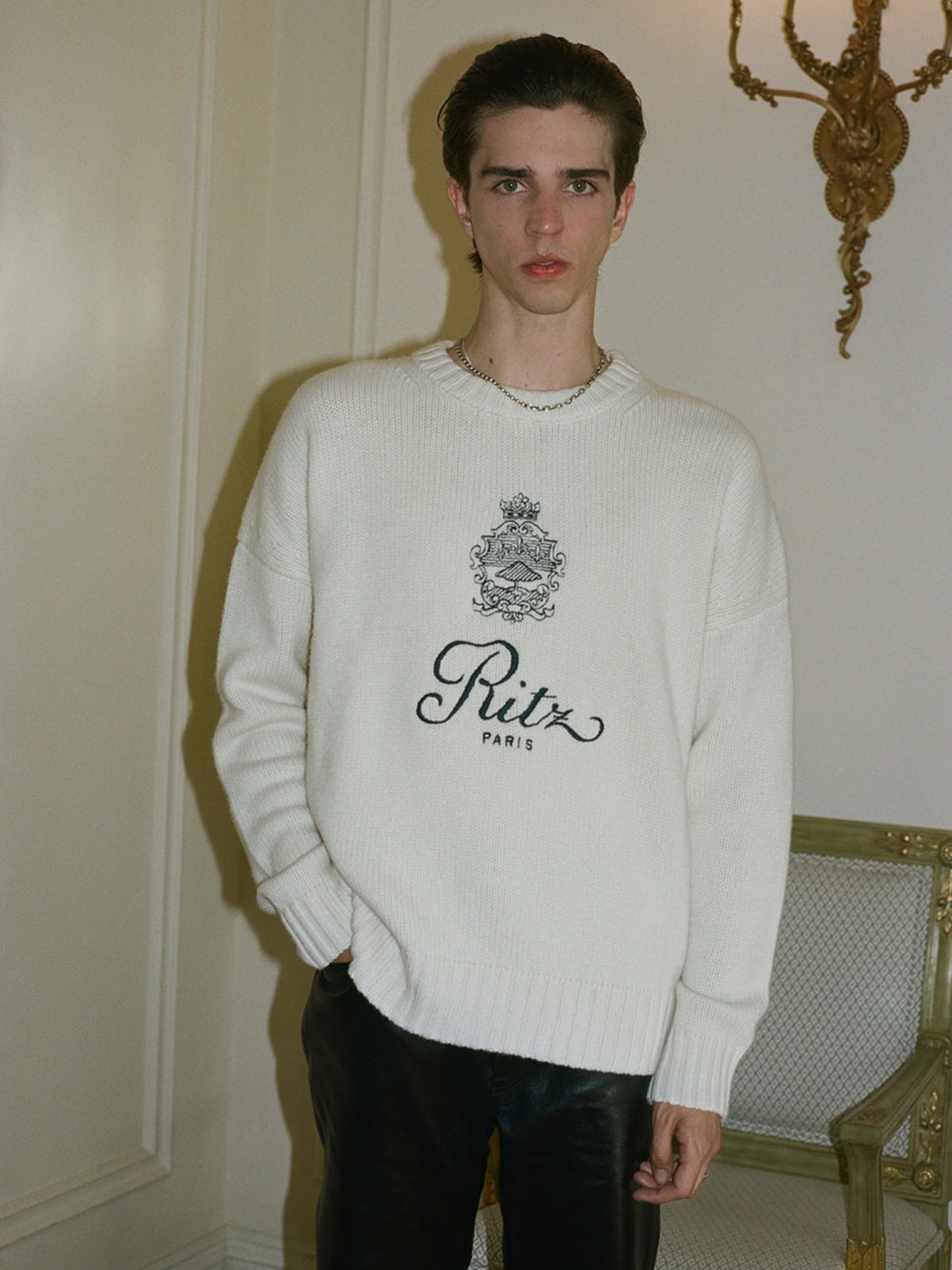 Ritz Unisex Cashmere Sweater in Off White - 2