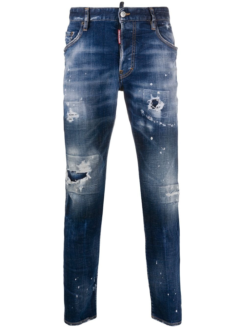 distressed splatter-effect skinny jeans - 1