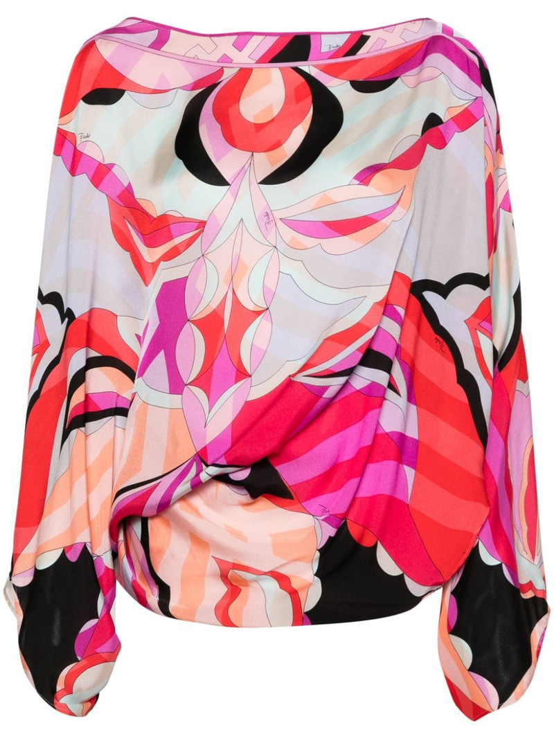 geometric-print silk top 1