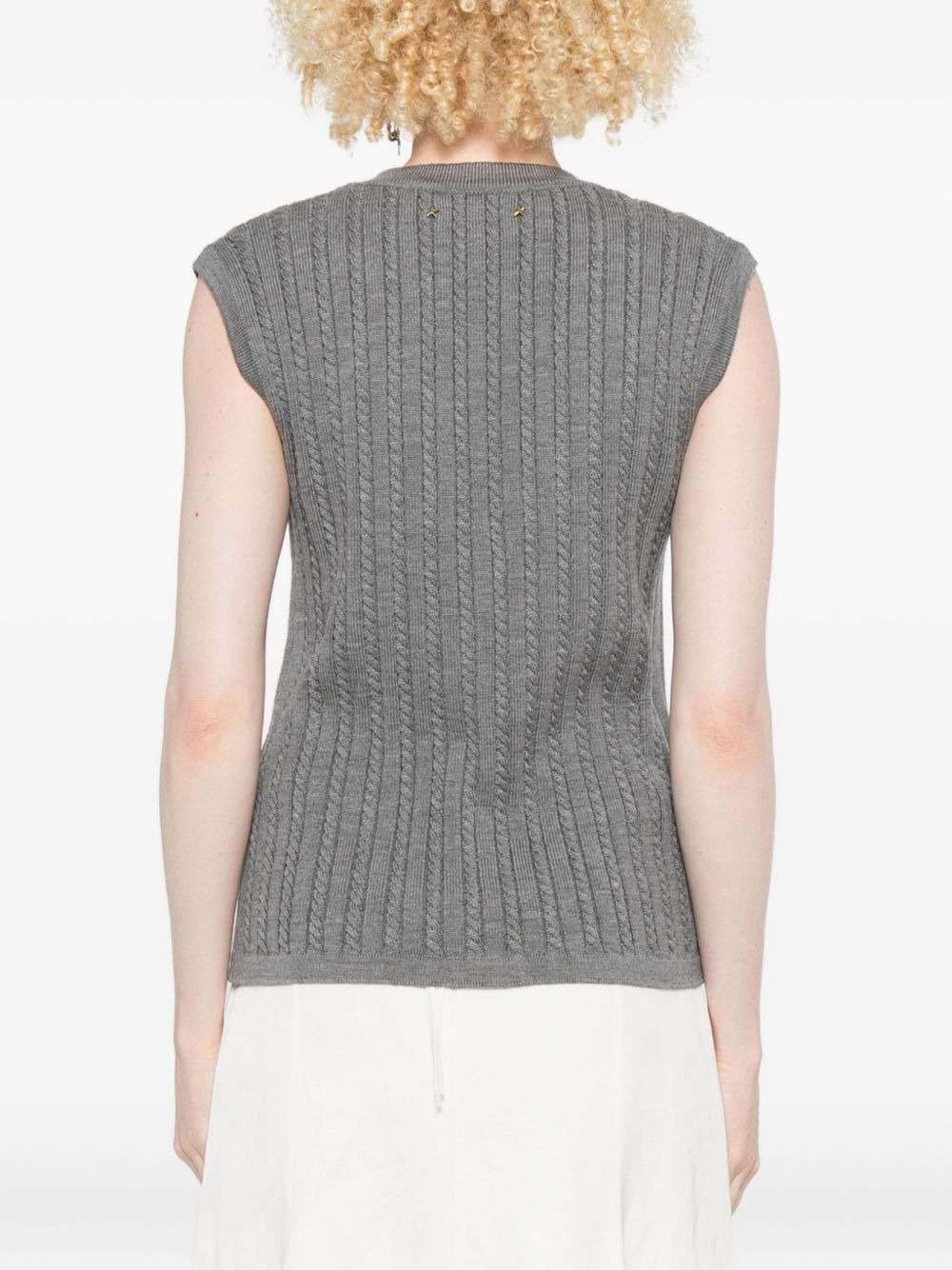 cable-knit chain-detail vest - 4