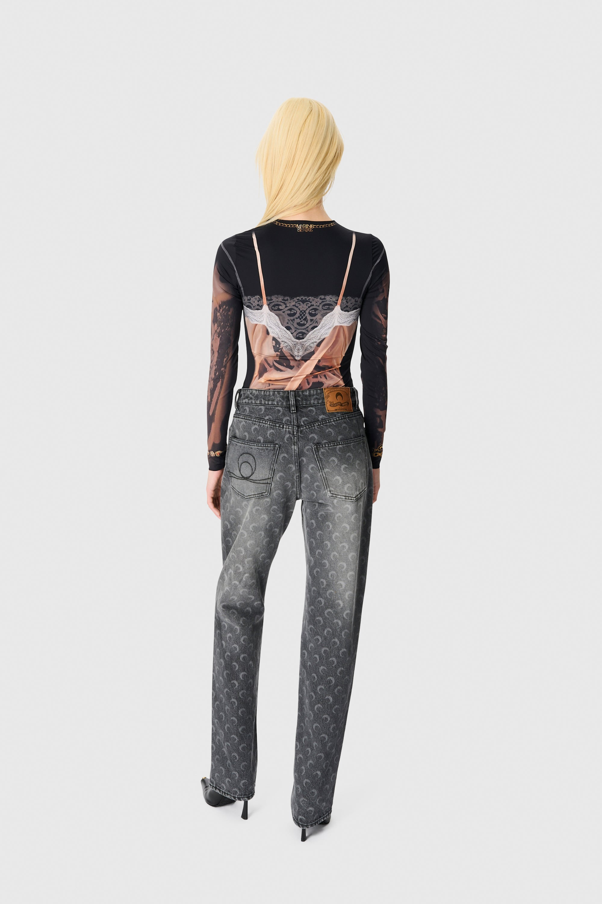 Moon Laser Grey Wash Denim Straight Jeans - 3
