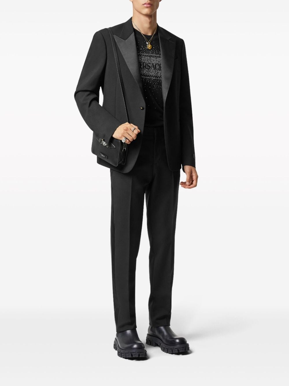 Duchesse satin-trim single-breasted blazer - 2