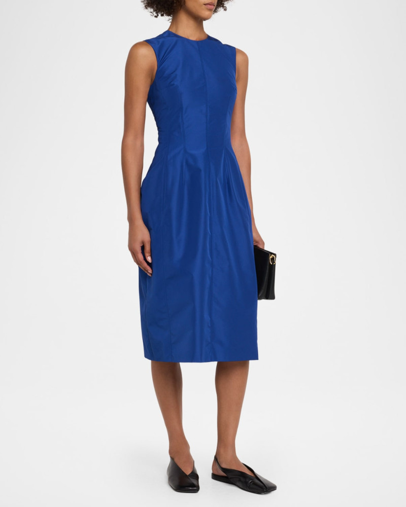 Sleeveless Structured Satin Midi Dress 4