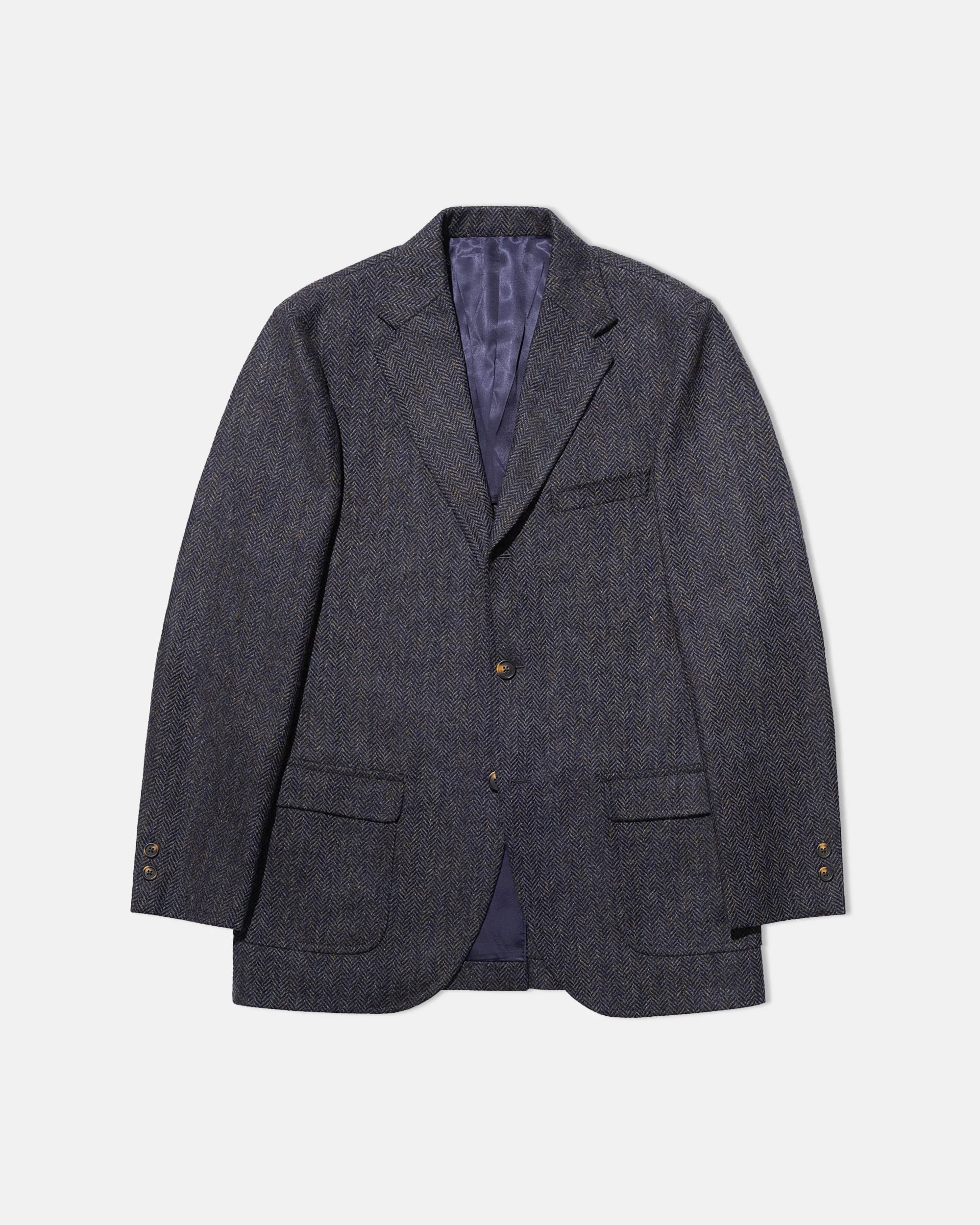 BLUE MIX HERRINGBONE WOOL SPORT COAT - TRIM FIT - 1