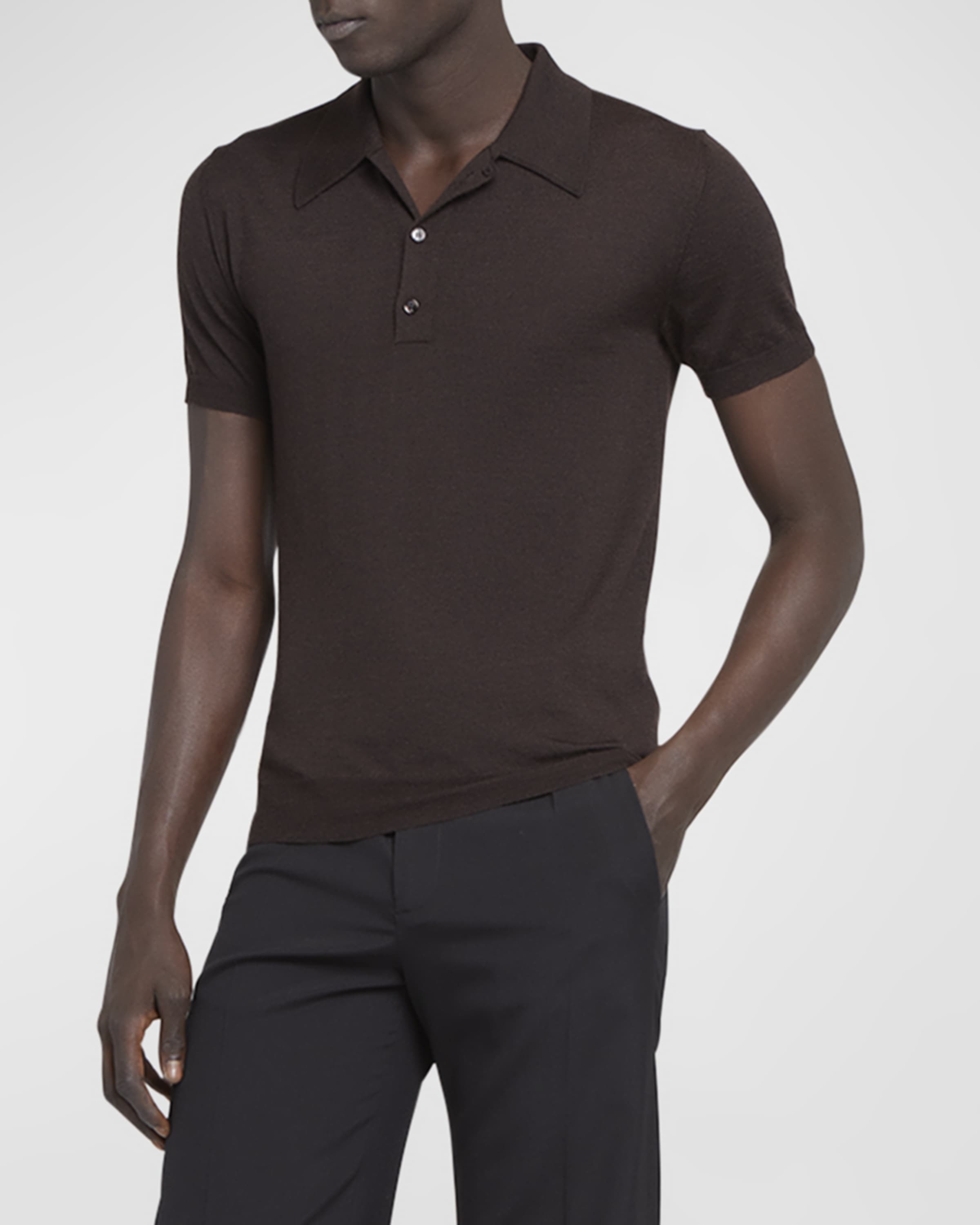 Men's Cashmere Knit Polo Shirt - 2