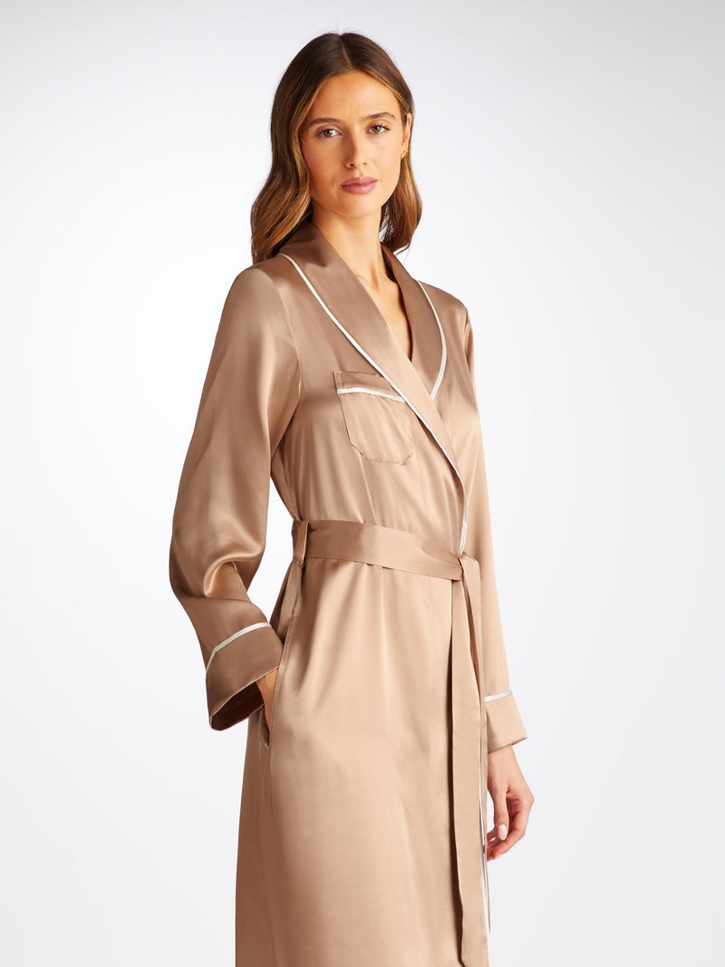 Women's Long Robe Bailey Silk Satin Bronze - 3