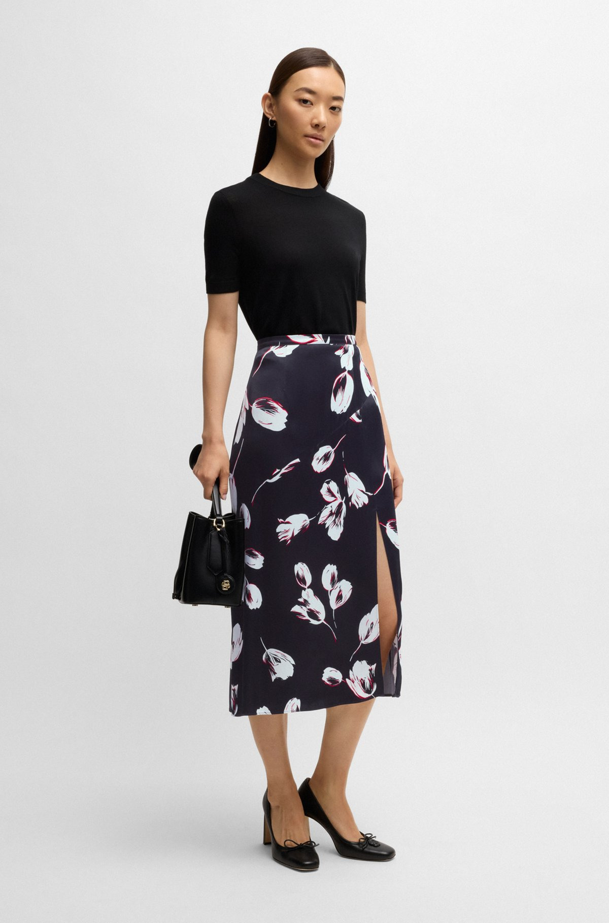 SATIN MAXI SKIRT WITH TULIP PRINT - 3
