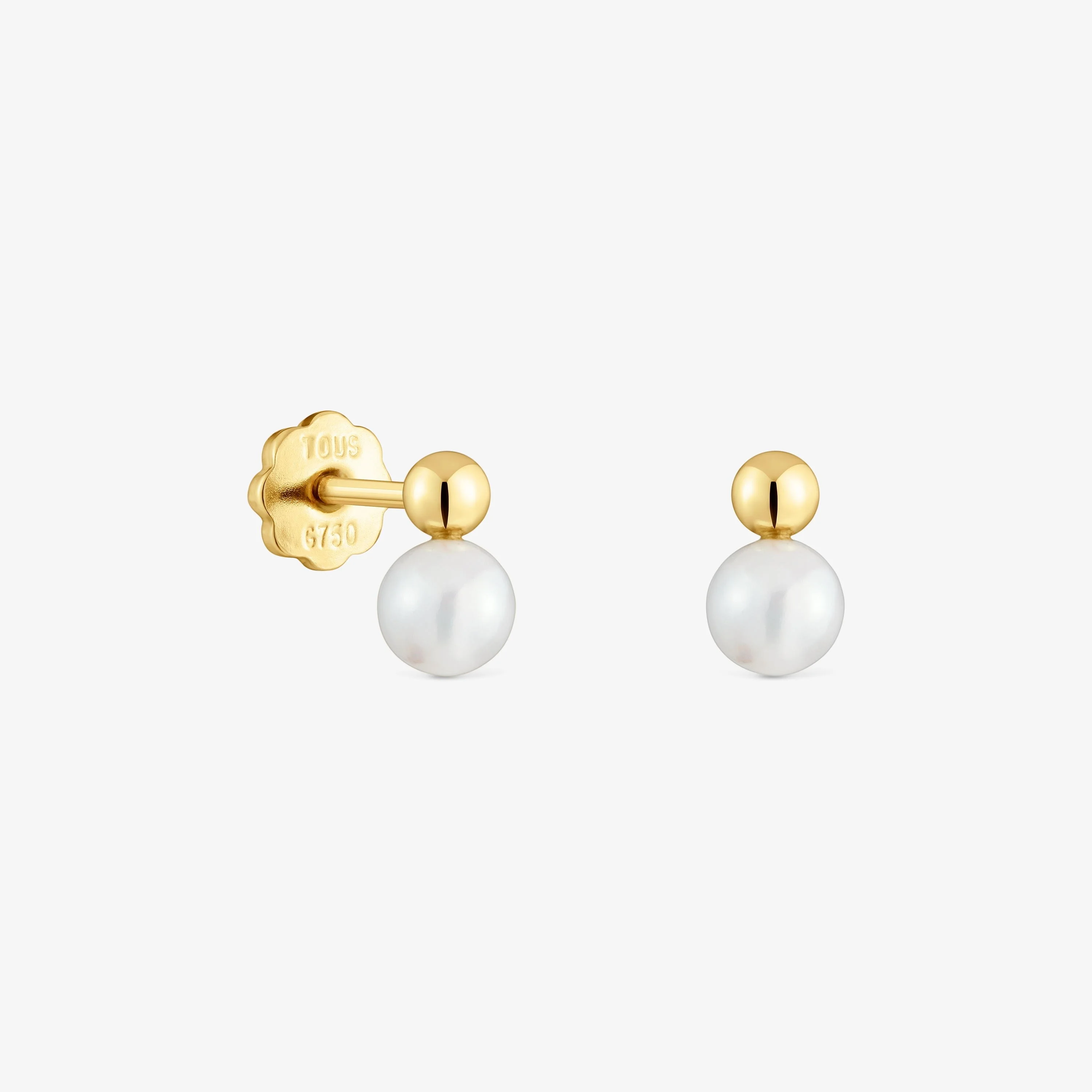 18K solid gold and cultured pearl Earrings Basics - 1