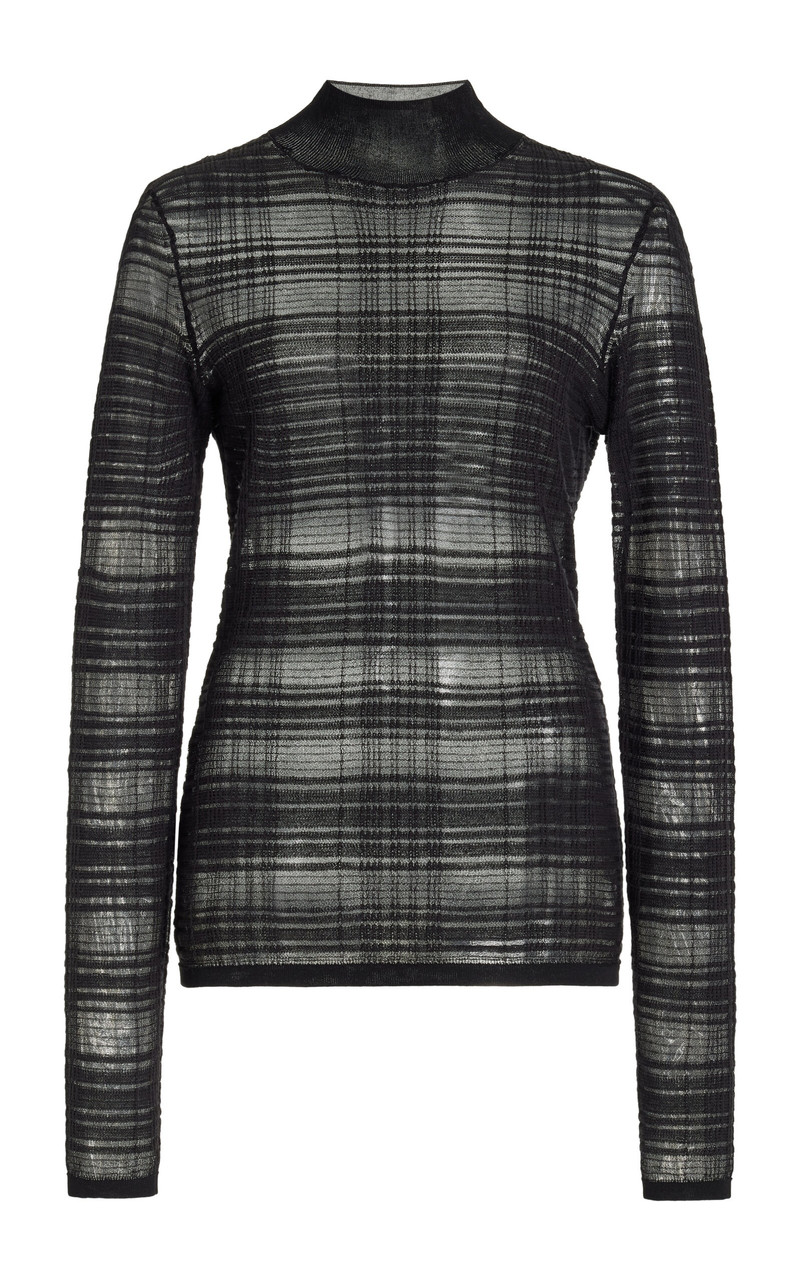 Proenza Schouler Stefanie Plaid Knit Sweater black outlook