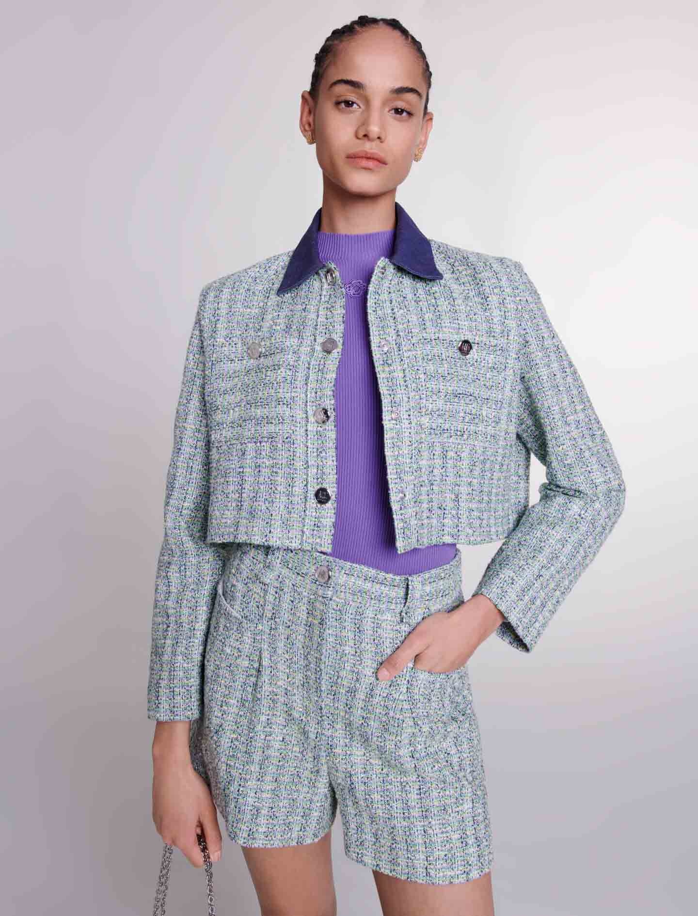 Contrast tweed cropped jacket - 6