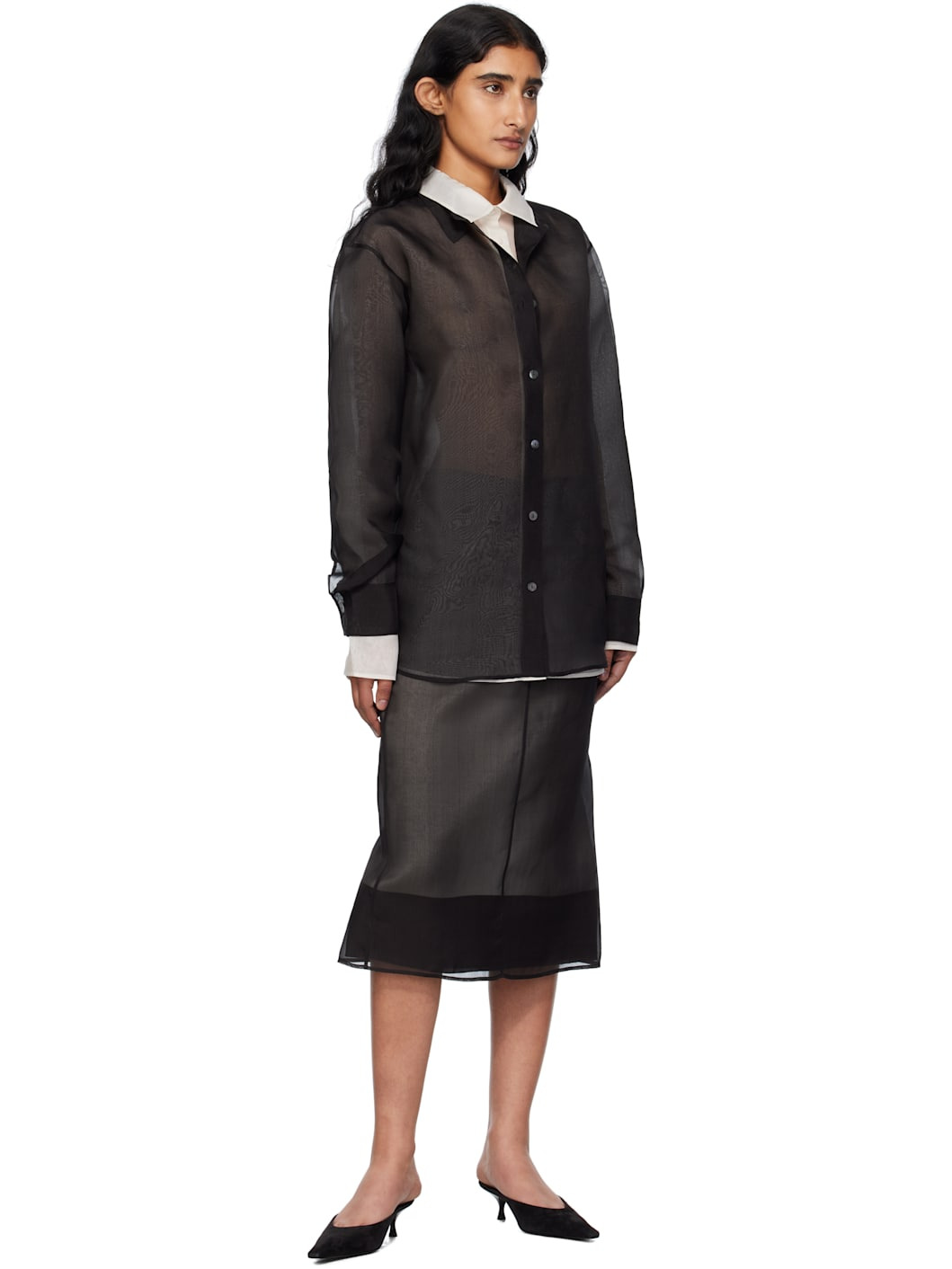 Black Lucienne Midi Skirt - 4
