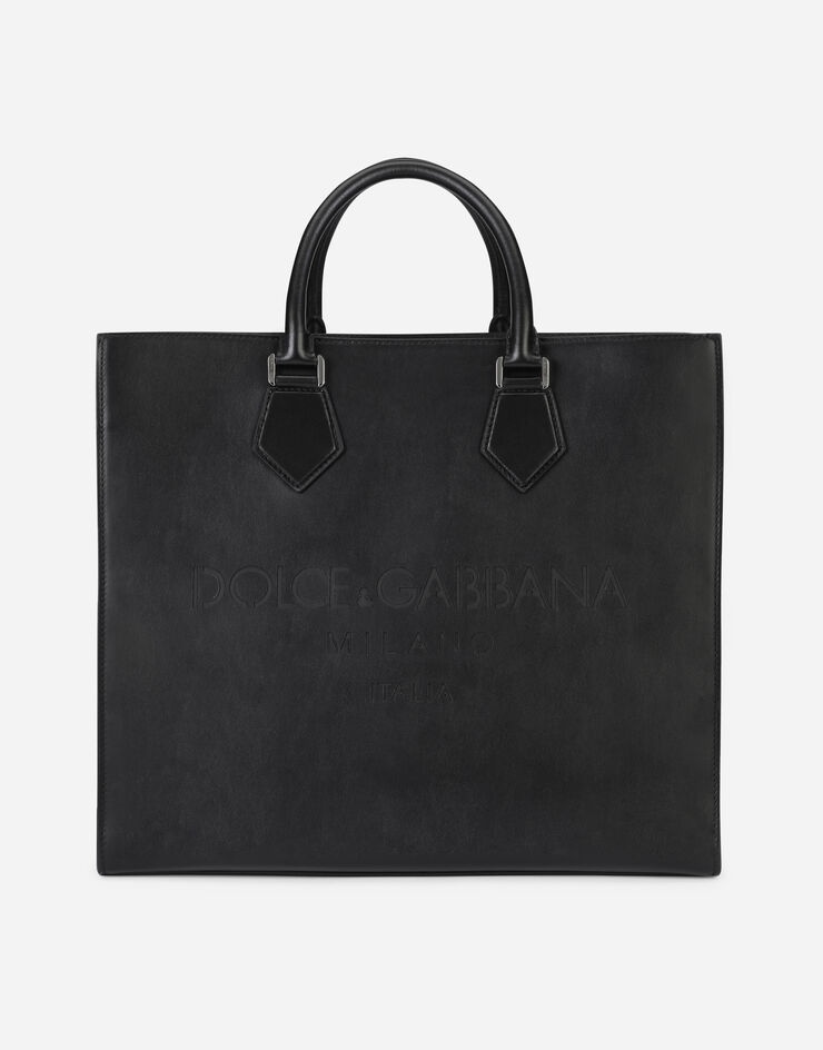 Calfskin Edge shopper with logo - 1