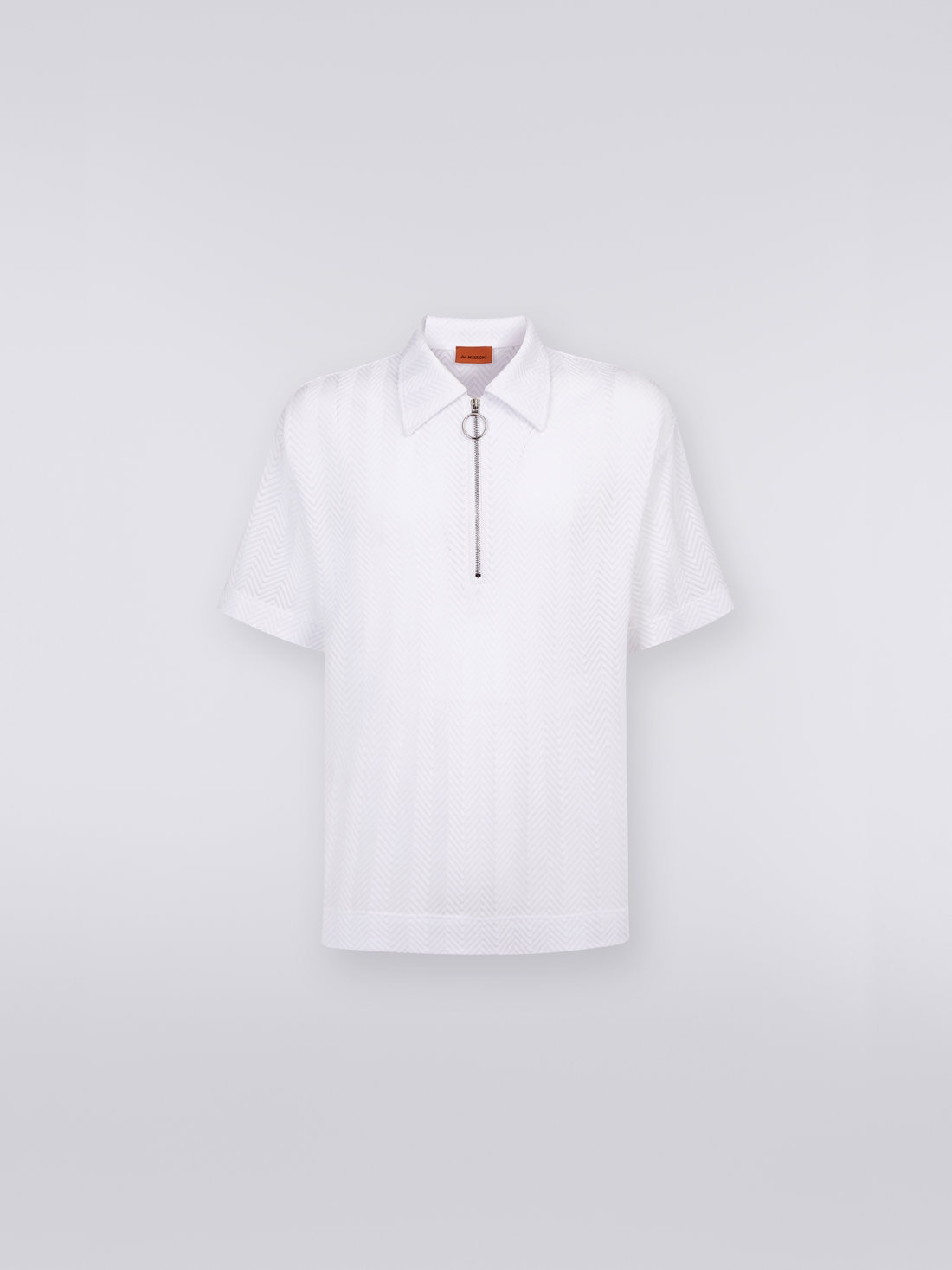 Cotton and viscose short-sleeved polo shirt - 1