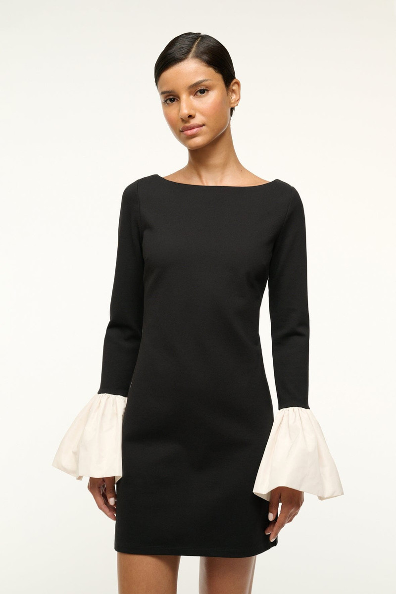 STAUD HAWTHORNE DRESS BLACK IVORY 3