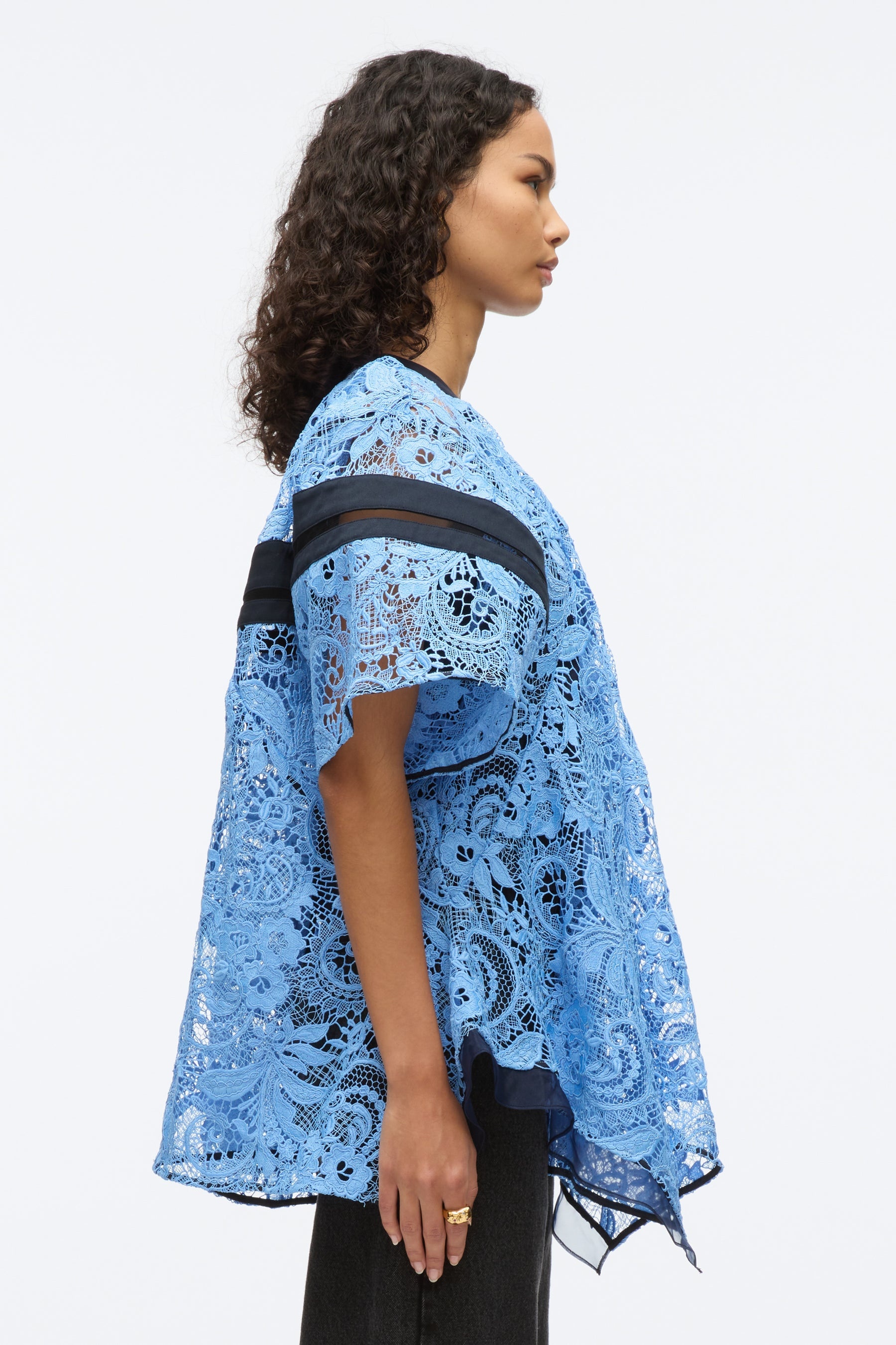 Embroidered Lace Hankerchief Top - 4