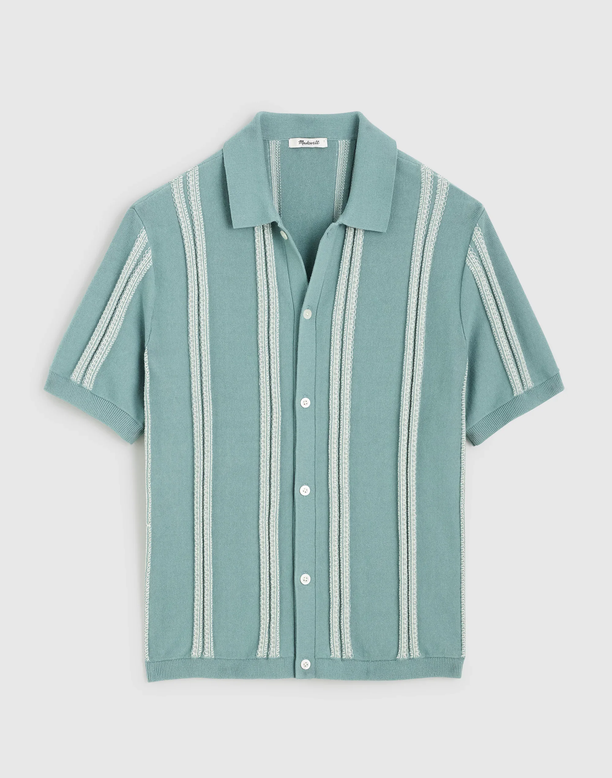 Striped Button-Up Sweater Polo in Everyday Cotton - 1