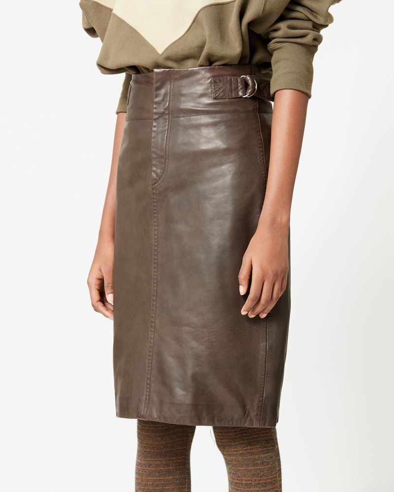 BERTILLE LEATHER MIDI SKIRT - 3