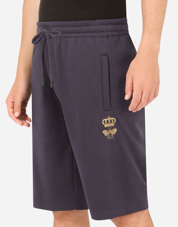 Jersey jogging shorts with embroidery - 4