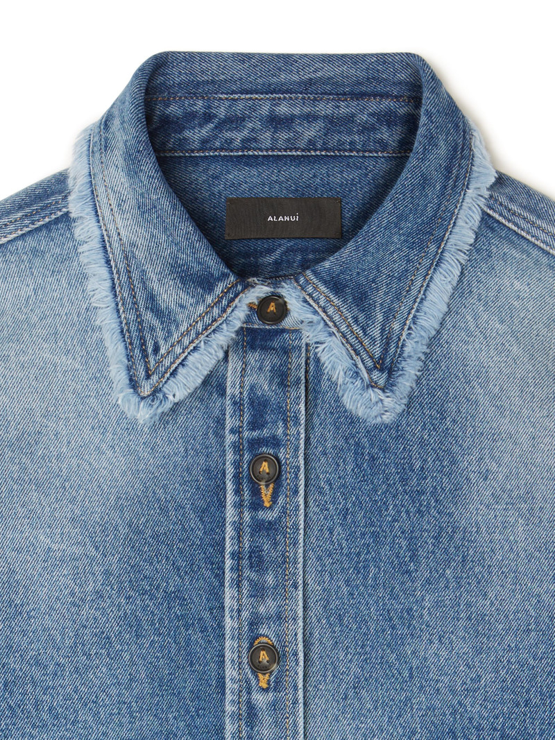 Fringed Cropped Denim Shirt 7