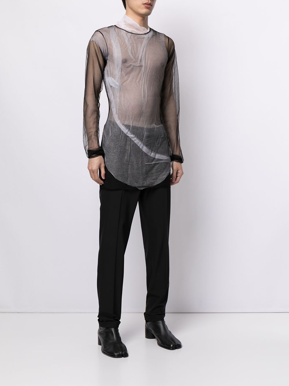 sheer gathered-effect sweatshirt - 3