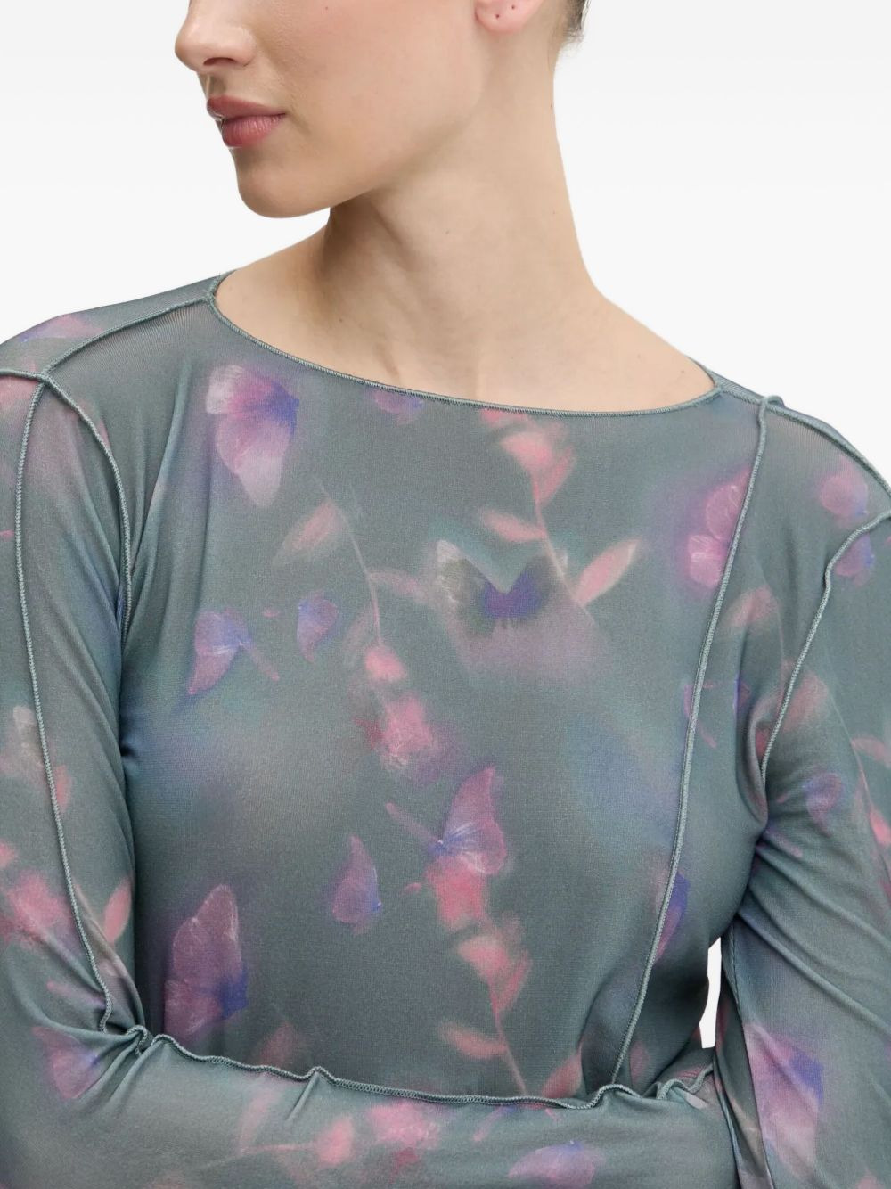 floral-print mesh t-shirt - 5