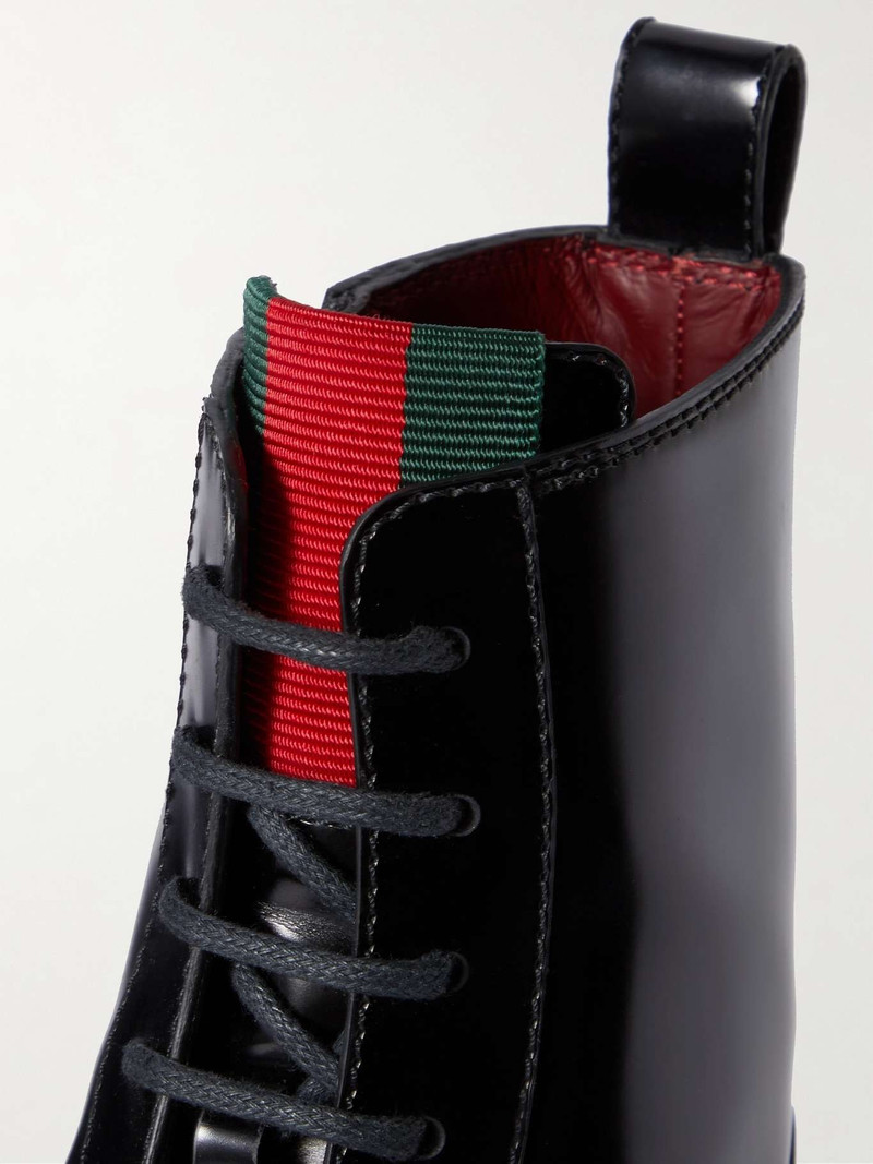 Thea webbing-trimmed glossed-leather ankle boots 4