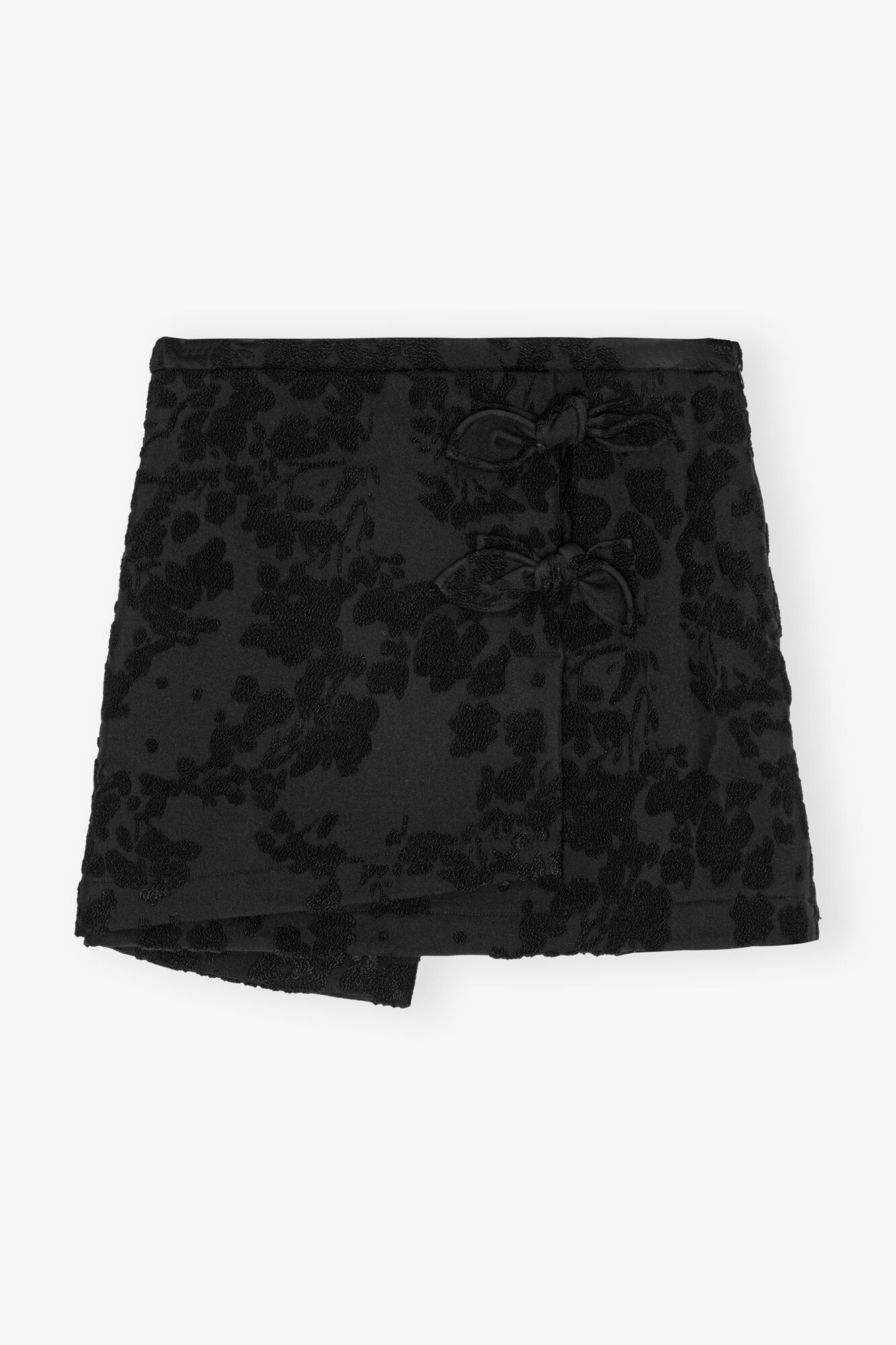 BLACK BOUCLE JACQUARD SUITING MINI SKIRT - 1