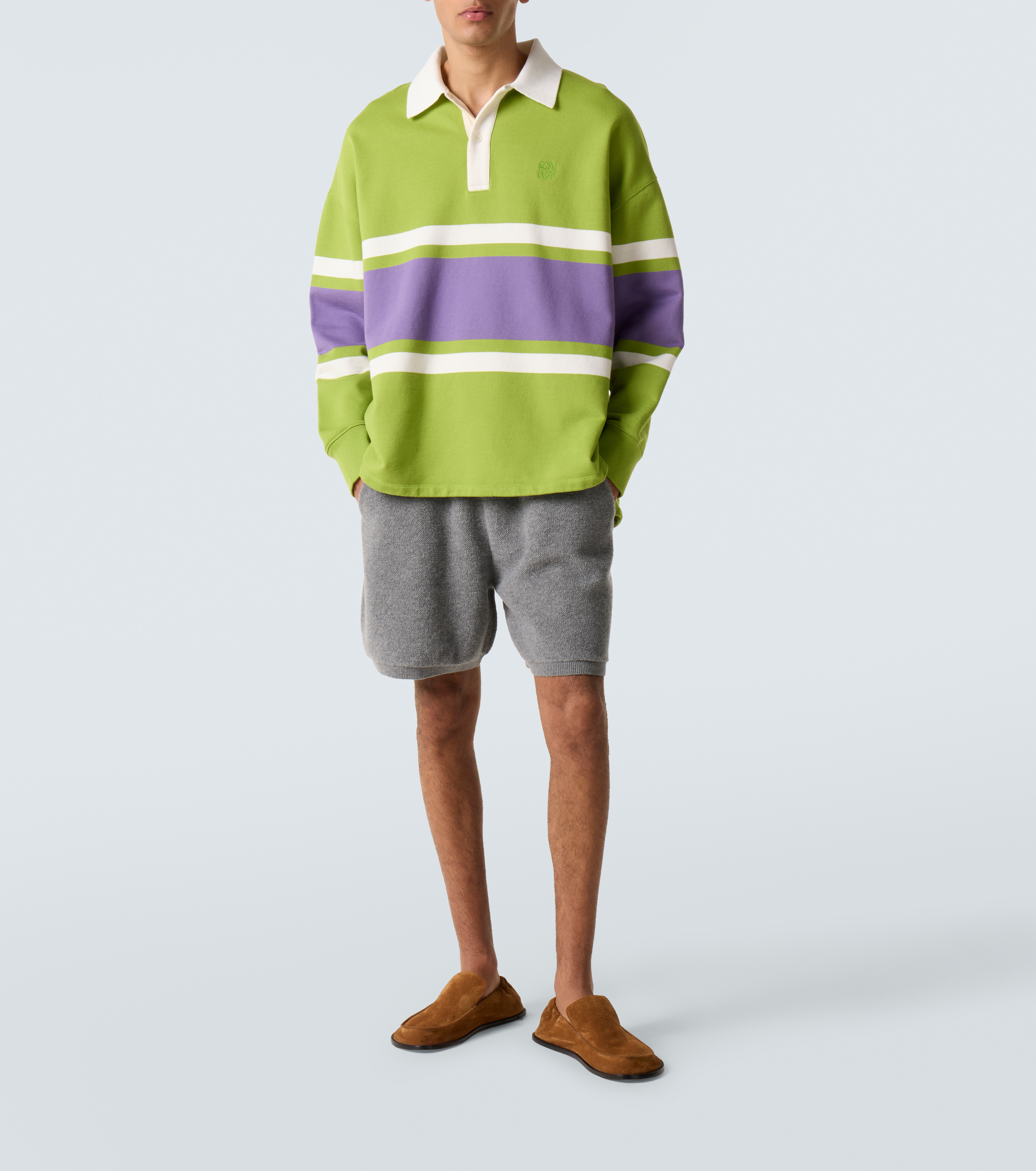 Striped cotton polo sweater - 2