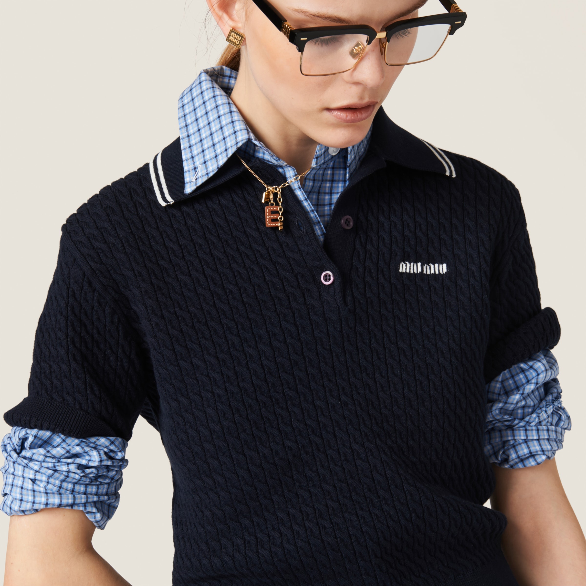 Cotton crocheted polo shirt - 5