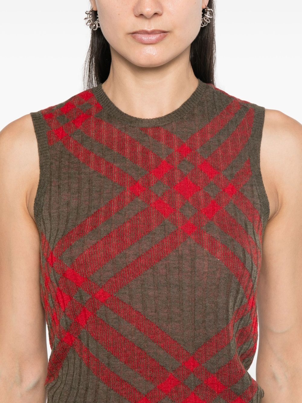 Check Wool Blend Tank Top - 5