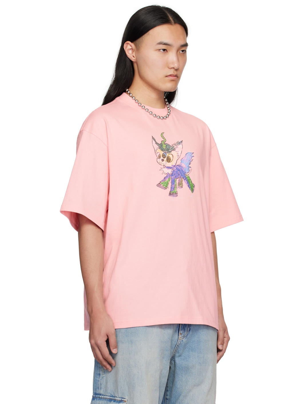Pink Jeff Monster Drawing T-shirt - 2