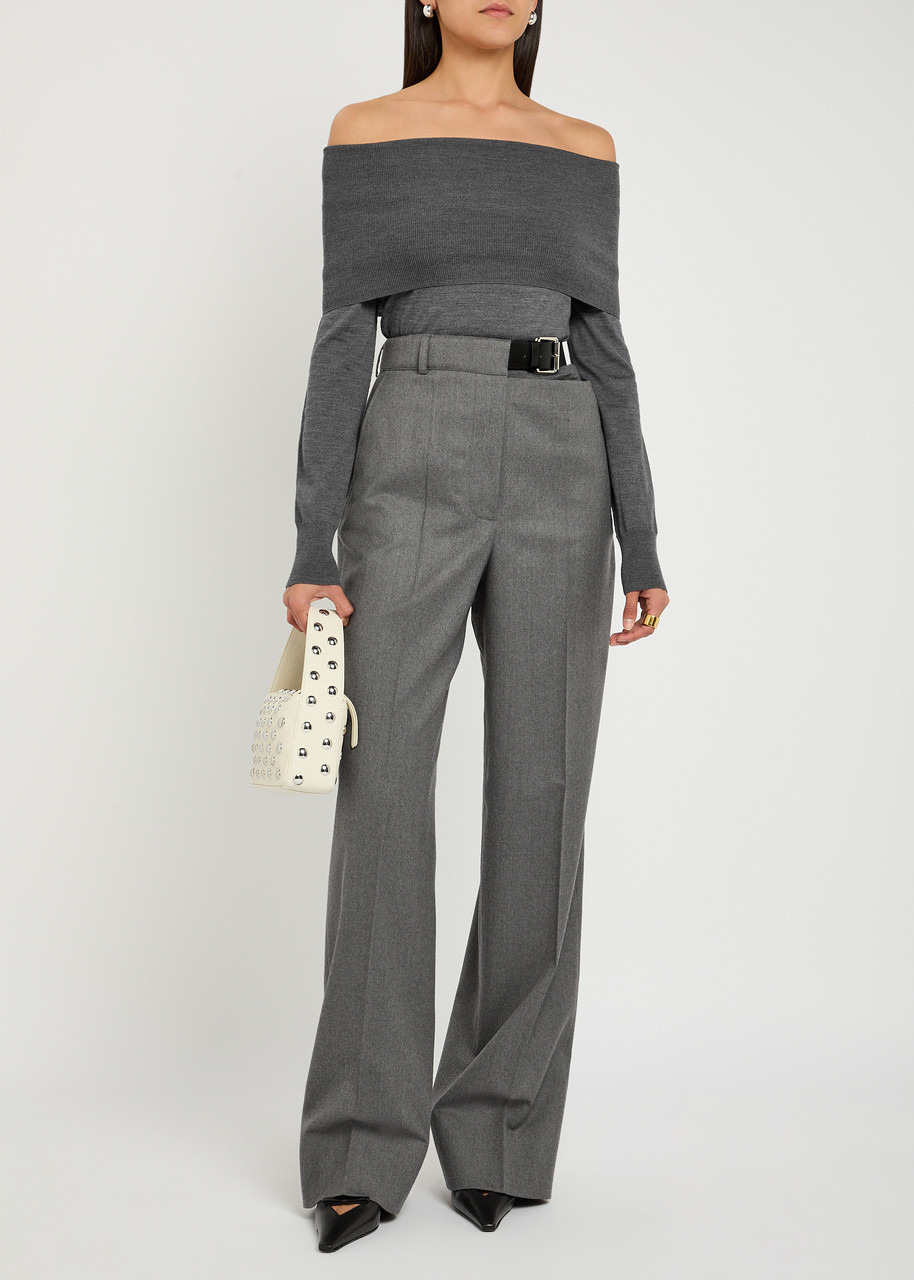Stella Mccartney Belted Flannel Wool Trousers - 4
